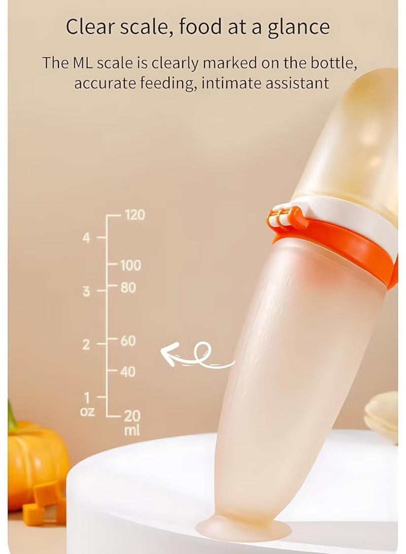 Silicone Baby Food Feeder Bottle with Spoon - 120ML BPA-Free  (Pack of 2)