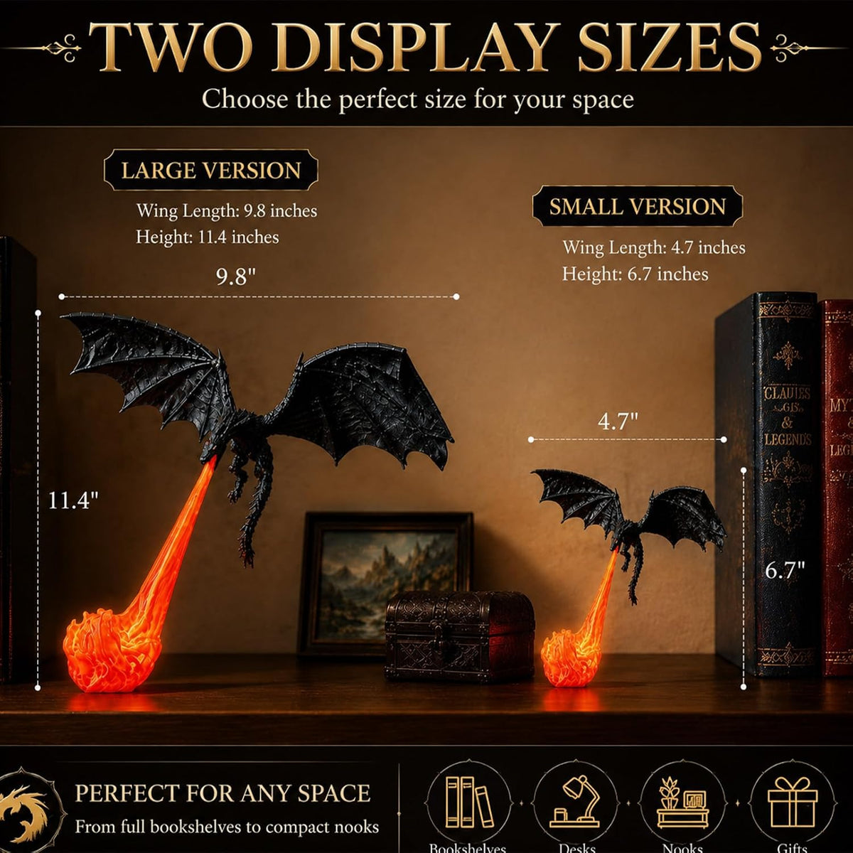 Dragon LED Flame Lamp | Fantasy Night Light