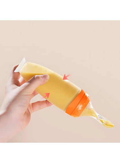 Silicone Baby Food Feeder Bottle with Spoon - 120ML BPA-Free  (Pack of 2)