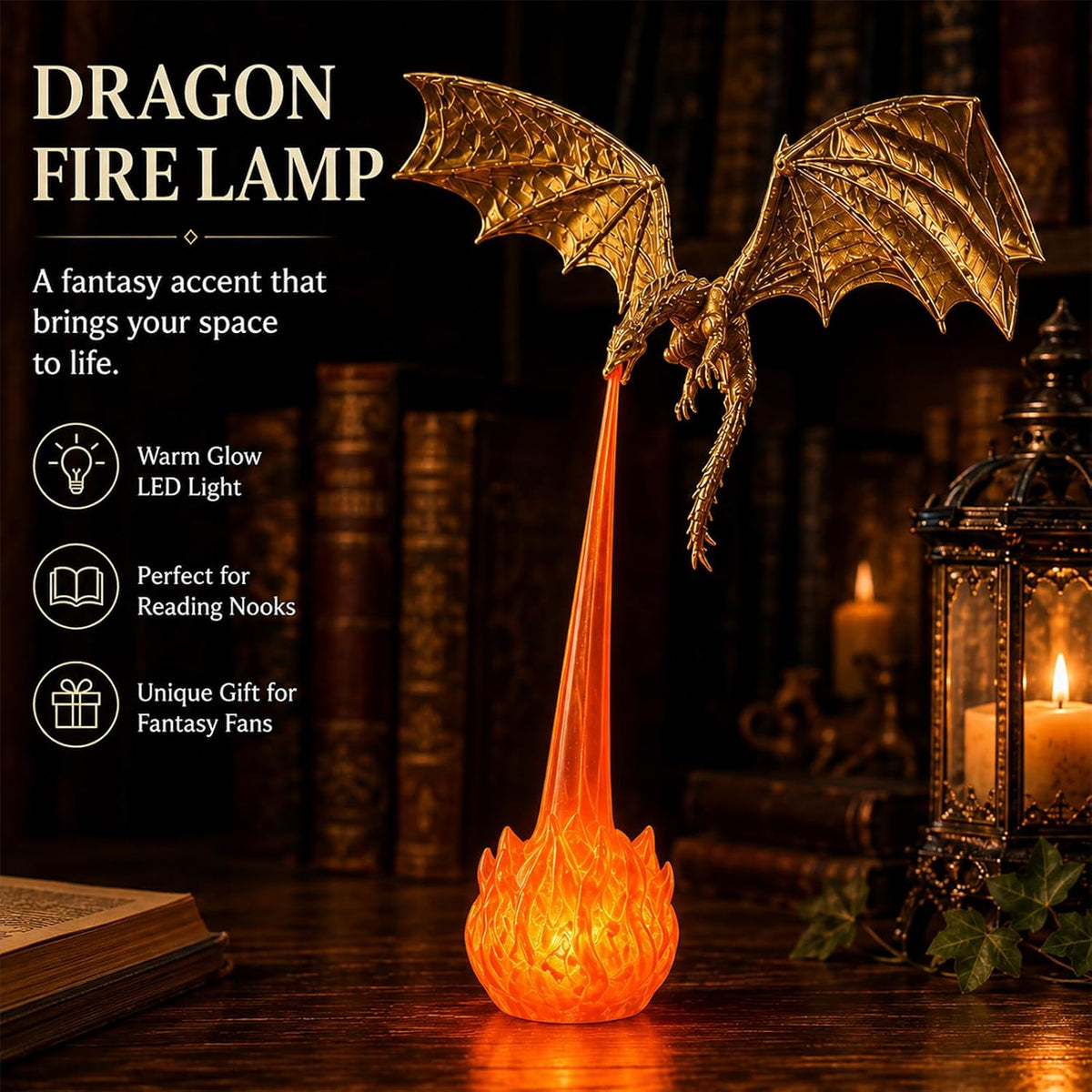 Dragon LED Flame Lamp | Fantasy Night Light