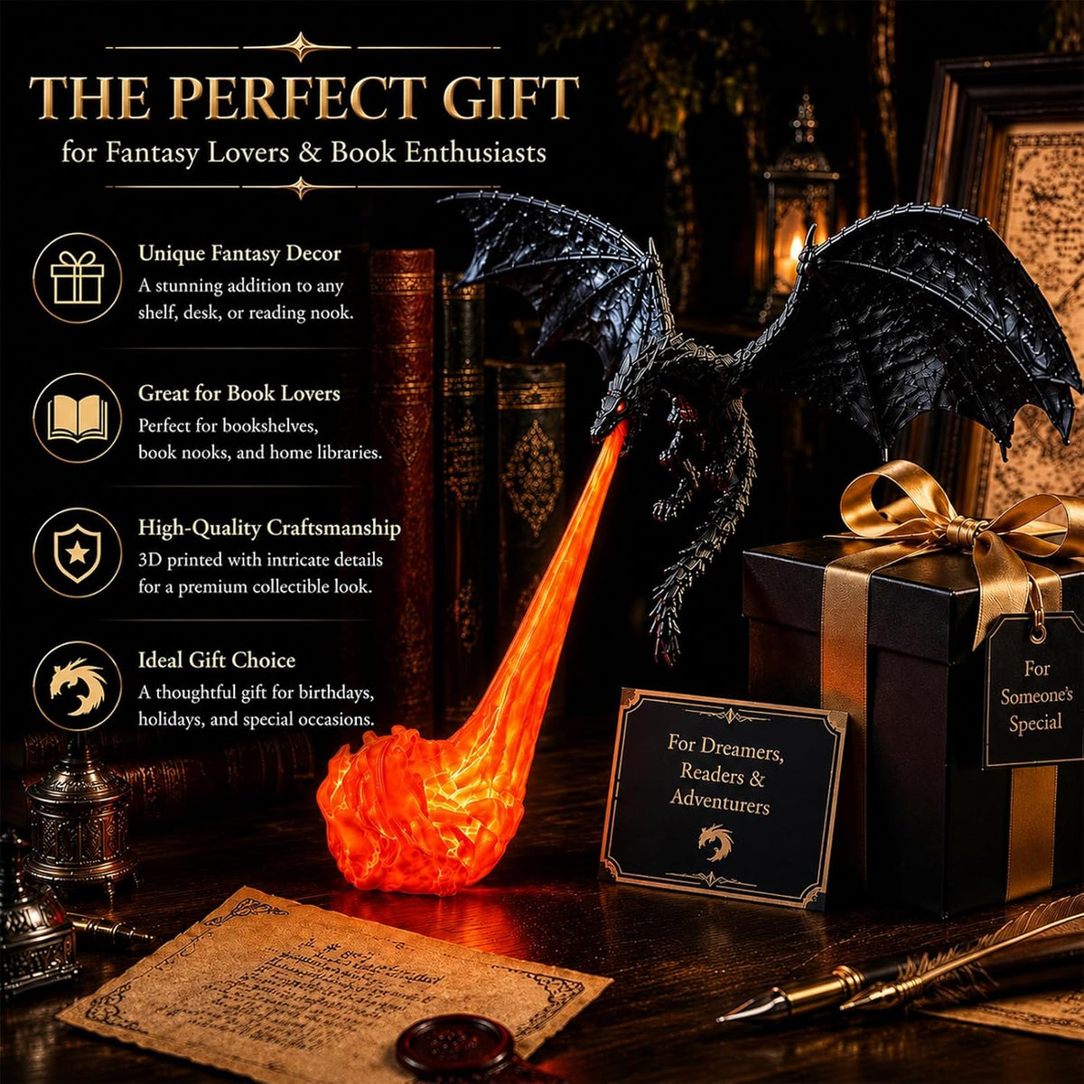 Dragon LED Flame Lamp | Fantasy Night Light