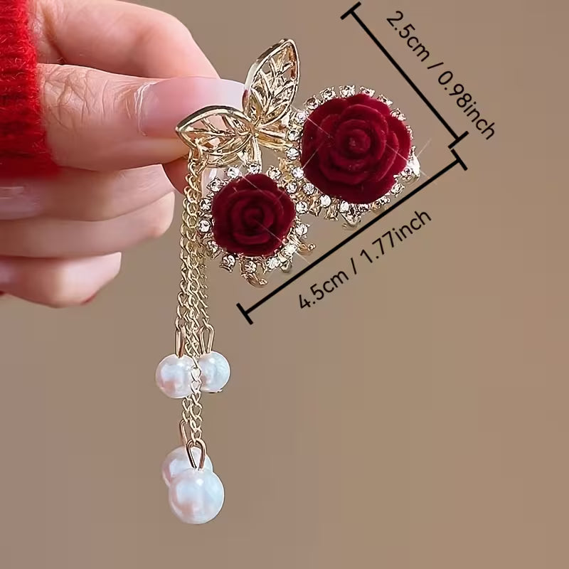Rose Alloy Claw Clip Hair Tie 2pcs Set