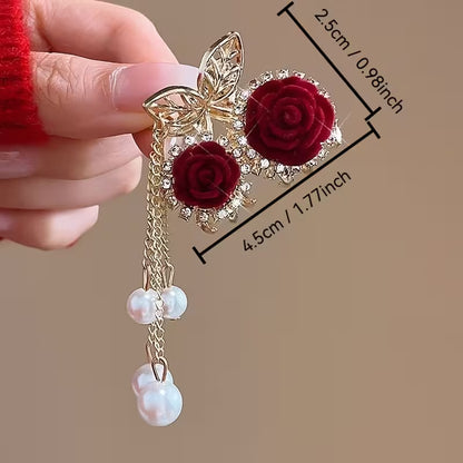 Rose Alloy Claw Clip Hair Tie 2pcs Set