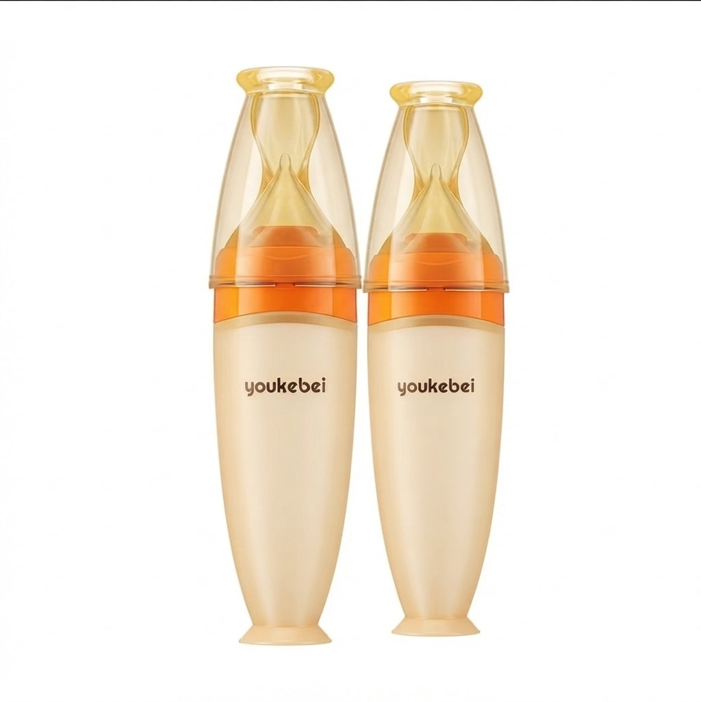 Silicone Baby Food Feeder Bottle with Spoon - 120ML BPA-Free  (Pack of 2)