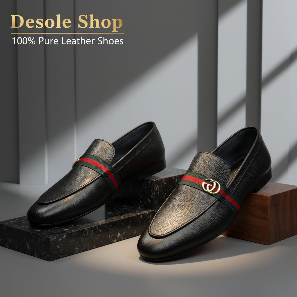GG-BLACK-100% PURE LEATHER SHOES