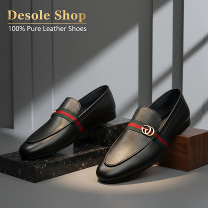 GG-BLACK-100% PURE LEATHER SHOES
