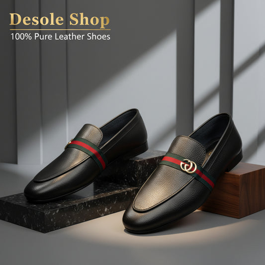 GG-BLACK-100% PURE LEATHER SHOES