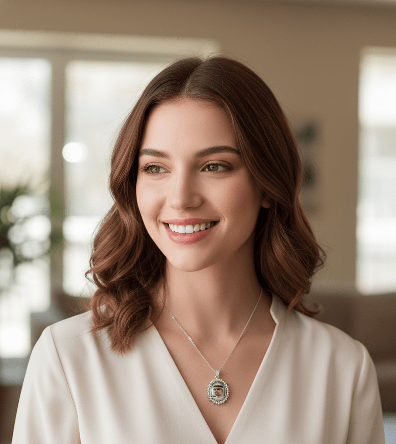 Royal Pearl Custom Photo Necklace